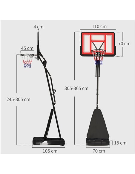 SPORTNOW Basketball Hoop Outdoor, Height Adjustable Basketball Hoop and Stand with Rebound System, Weighted Base, Portable on Wh - pic 102468 | FastDaddyshop