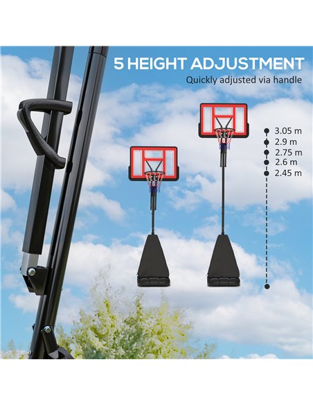 SPORTNOW Basketball Hoop Outdoor, Height Adjustable Basketball Hoop and Stand with Rebound System, Weighted Base, Portable on Wh - pic 102469 | FastDaddyshop