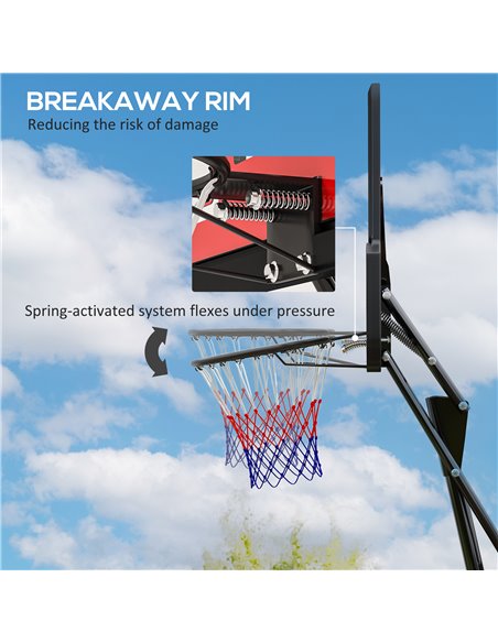 SPORTNOW Basketball Hoop Outdoor, Height Adjustable Basketball Hoop and Stand with Rebound System, Weighted Base, Portable on Wh - pic 102473 | FastDaddyshop