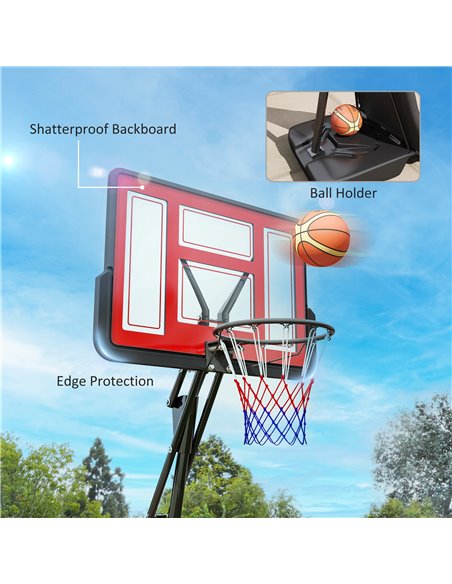 SPORTNOW Basketball Hoop Outdoor, Height Adjustable Basketball Hoop and Stand with Rebound System, Weighted Base, Portable on Wh - pic 102474 | FastDaddyshop