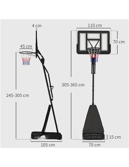 SPORTNOW Basketball Hoop Outdoor, Height Adjustable Basketball Hoop and Stand with Rebound System, Weighted Base, Portable on Wh - pic 102477 | FastDaddyshop