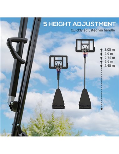 SPORTNOW Basketball Hoop Outdoor, Height Adjustable Basketball Hoop and Stand with Rebound System, Weighted Base, Portable on Wh