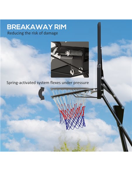 SPORTNOW Basketball Hoop Outdoor, Height Adjustable Basketball Hoop and Stand with Rebound System, Weighted Base, Portable on Wh - pic 102482 | FastDaddyshop