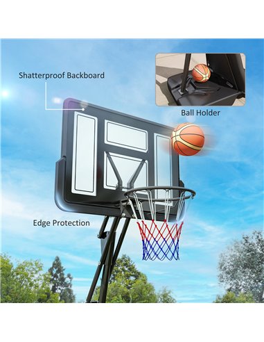 SPORTNOW Basketball Hoop Outdoor, Height Adjustable Basketball Hoop and Stand with Rebound System, Weighted Base, Portable on Wh