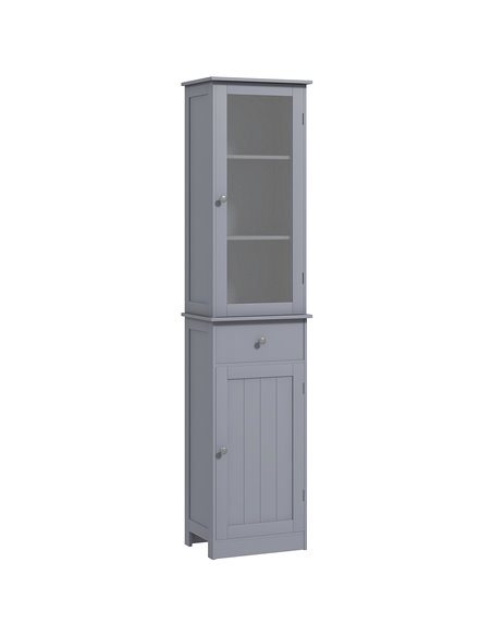 kleankin Bathroom Storage Cabinet with 3-tier Shelf Drawer Door, Floor Cabinet Free Standing Tall Slim Side Organizer Shelves, G - pic 102484 | FastDaddyshop