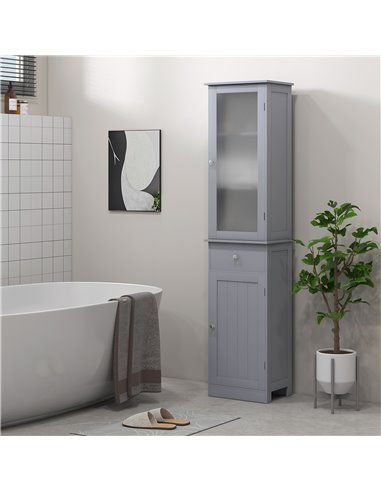kleankin Bathroom Storage Cabinet with 3-tier Shelf Drawer Door, Floor Cabinet Free Standing Tall Slim Side Organizer Shelves, G