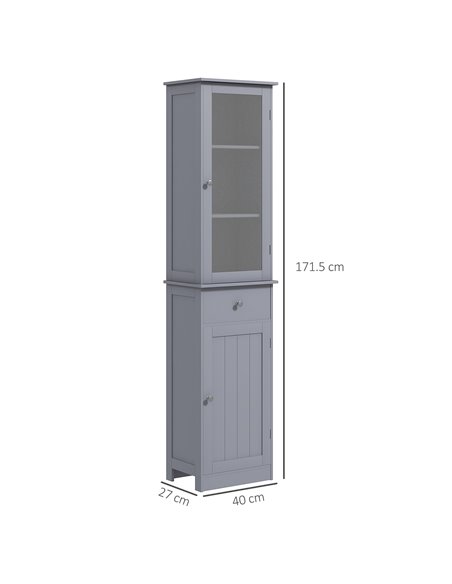 kleankin Bathroom Storage Cabinet with 3-tier Shelf Drawer Door, Floor Cabinet Free Standing Tall Slim Side Organizer Shelves, G - pic 102486 | FastDaddyshop