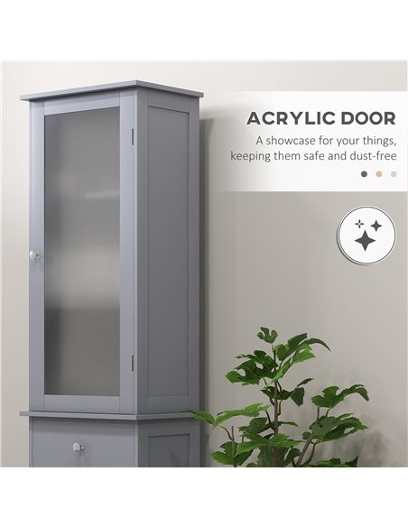 kleankin Bathroom Storage Cabinet with 3-tier Shelf Drawer Door, Floor Cabinet Free Standing Tall Slim Side Organizer Shelves, G - pic 102488 | FastDaddyshop