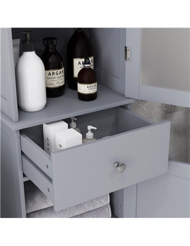 kleankin Bathroom Storage Cabinet with 3-tier Shelf Drawer Door, Floor Cabinet Free Standing Tall Slim Side Organizer Shelves, G