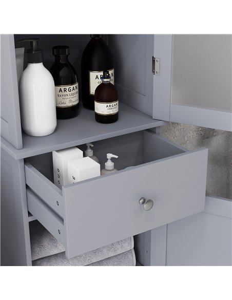 kleankin Bathroom Storage Cabinet with 3-tier Shelf Drawer Door, Floor Cabinet Free Standing Tall Slim Side Organizer Shelves, G - pic 102491 | FastDaddyshop