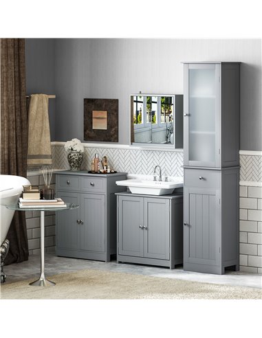 kleankin Bathroom Storage Cabinet with 3-tier Shelf Drawer Door, Floor Cabinet Free Standing Tall Slim Side Organizer Shelves, G