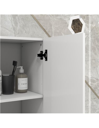 kleankin Multi-Storage Slim Bathroom Cabinet - High Gloss White 834-654V80WT