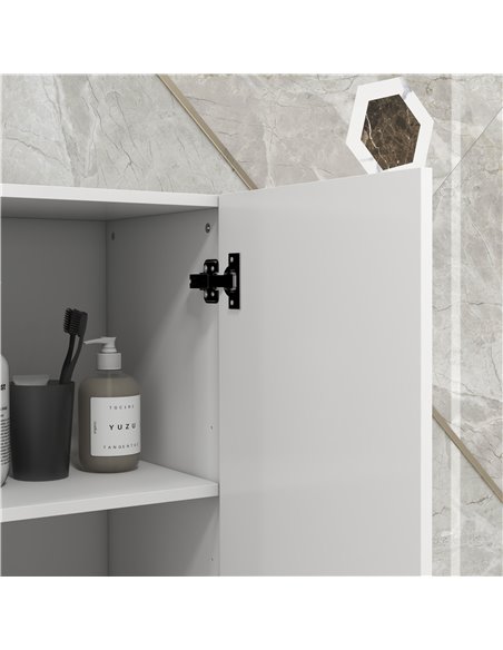 kleankin Multi-Storage Slim Bathroom Cabinet - High Gloss White 834-654V80WT - pic 102500 | FastDaddyshop