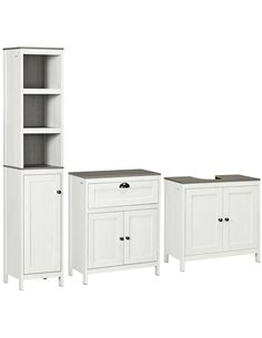 kleankin Bathroom Furniture Set with Adjustable Shelves, 6-Tier Tall Bathroom Storage Cabinet, Floor Cabinet with Drawer, Under 