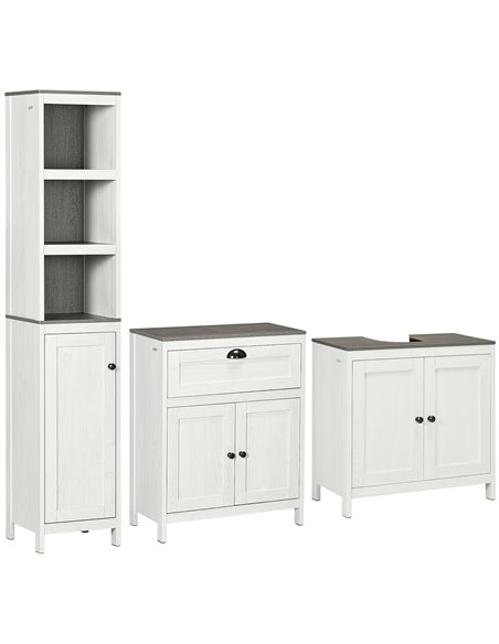 kleankin Bathroom Furniture Set with Adjustable Shelves, 6-Tier Tall Bathroom Storage Cabinet, Floor Cabinet with Drawer, Under  - pic 102511 | FastDaddyshop