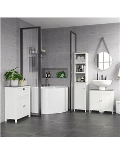kleankin Bathroom Furniture Set with Adjustable Shelves, 6-Tier Tall Bathroom Storage Cabinet, Floor Cabinet with Drawer, Under  2