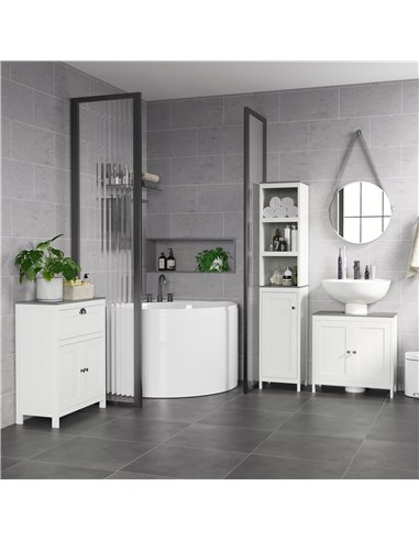 kleankin Bathroom Furniture Set with Adjustable Shelves, 6-Tier Tall Bathroom Storage Cabinet, Floor Cabinet with Drawer, Under 
