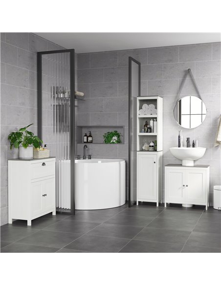 kleankin Bathroom Furniture Set with Adjustable Shelves, 6-Tier Tall Bathroom Storage Cabinet, Floor Cabinet with Drawer, Under  - pic 102512 | FastDaddyshop