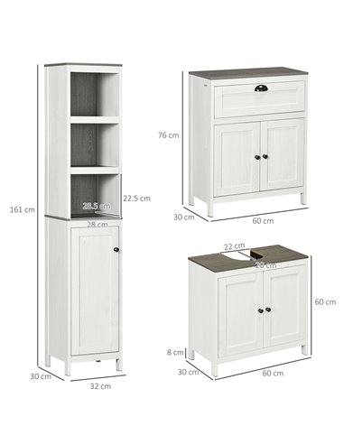 kleankin Bathroom Furniture Set with Adjustable Shelves, 6-Tier Tall Bathroom Storage Cabinet, Floor Cabinet with Drawer, Under 