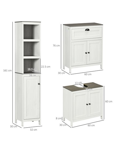 kleankin Bathroom Furniture Set with Adjustable Shelves, 6-Tier Tall Bathroom Storage Cabinet, Floor Cabinet with Drawer, Under  - pic 102513 | FastDaddyshop
