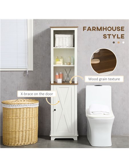 kleankin 2 Piece Bathroom Furniture Set, Tall Bathroom Cabinet with Adjustable Shelves, Under Sink Cabinet with Cupboard and Ope - pic 102525 | FastDaddyshop
