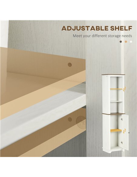 kleankin 2 Piece Bathroom Furniture Set, Tall Bathroom Cabinet with Adjustable Shelves, Under Sink Cabinet with Cupboard and Ope - pic 102526 | FastDaddyshop