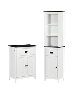 kleankin Bathroom Furniture Set, Bathroom Floor Cabinet with Drawer and Double Door, Tall Bathroom Cabinet with Drawer and Adjus
