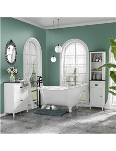 kleankin Bathroom Furniture Set, Bathroom Floor Cabinet with Drawer and Double Door, Tall Bathroom Cabinet with Drawer and Adjus 2