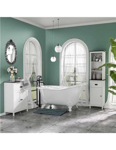kleankin Bathroom Furniture Set, Bathroom Floor Cabinet with Drawer and Double Door, Tall Bathroom Cabinet with Drawer and Adjus - pic 102530 | FastDaddyshop