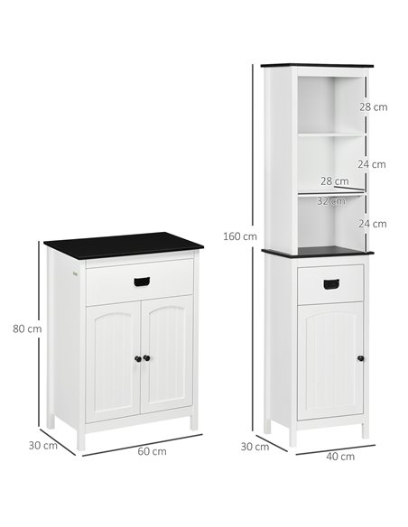 kleankin Bathroom Furniture Set, Bathroom Floor Cabinet with Drawer and Double Door, Tall Bathroom Cabinet with Drawer and Adjus - pic 102531 | FastDaddyshop