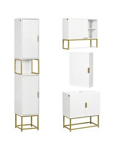 kleankin 4 Piece Bathroom Furniture Set, Freestanding Tall Bathroom Cabinet, Under Sink Storage Cabinet, 2 Wall Mounted Cabinets