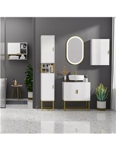 kleankin 4 Piece Bathroom Furniture Set, Freestanding Tall Bathroom Cabinet, Under Sink Storage Cabinet, 2 Wall Mounted Cabinets 2