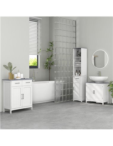 kleankin Bathroom Furniture Set with Adjustable Shelves, Tall Bathroom Storage Cabinet with Open Shelves, Bathroom Floor Cabinet