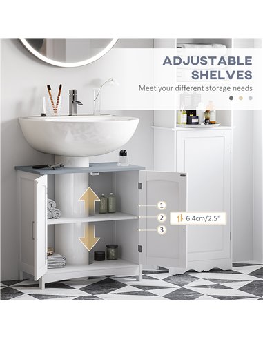 kleankin Bathroom Furniture Set with Adjustable Shelves, Tall Bathroom Storage Cabinet with Open Shelves, Bathroom Floor Cabinet