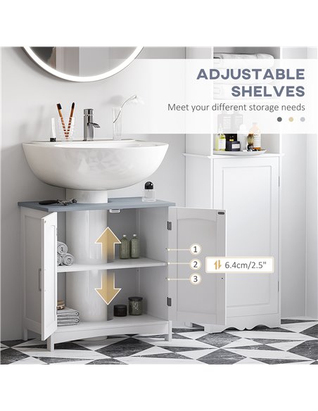 kleankin Bathroom Furniture Set with Adjustable Shelves, Tall Bathroom Storage Cabinet with Open Shelves, Bathroom Floor Cabinet - pic 102551 | FastDaddyshop
