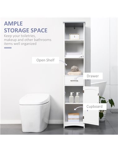 kleankin Bathroom Furniture Set with Adjustable Shelves, Tall Bathroom Storage Cabinet with Open Shelves, Bathroom Floor Cabinet