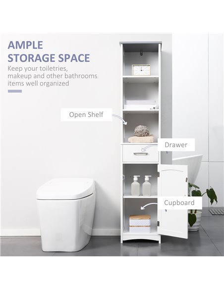 kleankin Bathroom Furniture Set with Adjustable Shelves, Tall Bathroom Storage Cabinet with Open Shelves, Bathroom Floor Cabinet - pic 102552 | FastDaddyshop