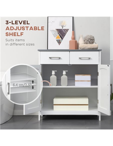 kleankin Bathroom Furniture Set with Adjustable Shelves, Tall Bathroom Storage Cabinet with Open Shelves, Bathroom Floor Cabinet - pic 102553 | FastDaddyshop