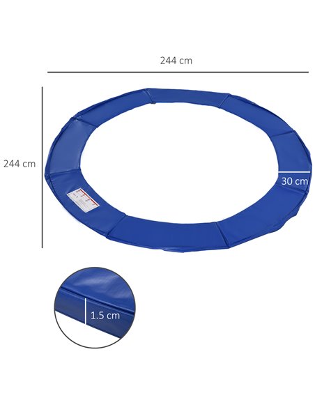 HOMCOM Φ244cm Trampoline Pad Pads Replacement Trampoline Accessories Safety Surround Pads Padding - 8ft Blue 120307-002 - pic 102558 | FastDaddyshop