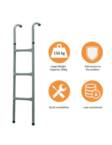 HOMCOM 12/14ft Trampoline Ladder Galvanized w/ Non-slip Mat 120307-014