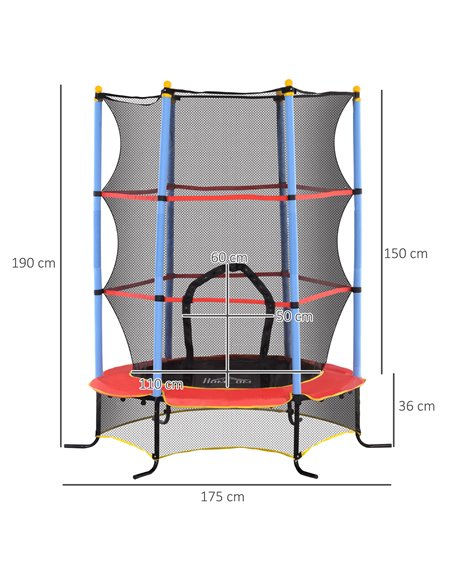 HOMCOM Kids Trampoline, with Safety Net, for Ages 3-10 Years 342-039V01BU - pic 102648 | FastDaddyshop