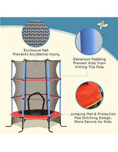 HOMCOM Kids Trampoline, with Safety Net, for Ages 3-10 Years 342-039V01BU