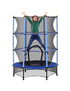 HOMCOM 4.6FT/55" Kids Trampoline with Safety Enclosure, Outdoor Indoor Use, for Ages 3-10 Years, Blue 342-008V02BU