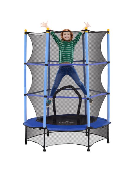 HOMCOM 4.6FT/55" Kids Trampoline with Safety Enclosure, Outdoor Indoor Use, for Ages 3-10 Years, Blue 342-008V02BU - pic 102655 | FastDaddyshop