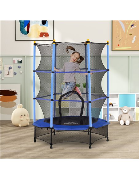 HOMCOM 4.6FT/55" Kids Trampoline with Safety Enclosure, Outdoor Indoor Use, for Ages 3-10 Years, Blue 342-008V02BU - pic 102656 | FastDaddyshop