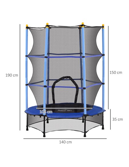 HOMCOM 4.6FT/55" Kids Trampoline with Safety Enclosure, Outdoor Indoor Use, for Ages 3-10 Years, Blue 342-008V02BU - pic 102657 | FastDaddyshop