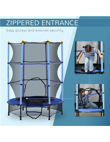 HOMCOM 4.6FT/55" Kids Trampoline with Safety Enclosure, Outdoor Indoor Use, for Ages 3-10 Years, Blue 342-008V02BU - pic 102658 | FastDaddyshop