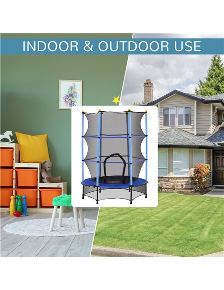 HOMCOM 4.6FT/55" Kids Trampoline with Safety Enclosure, Outdoor Indoor Use, for Ages 3-10 Years, Blue 342-008V02BU - pic 102659 | FastDaddyshop
