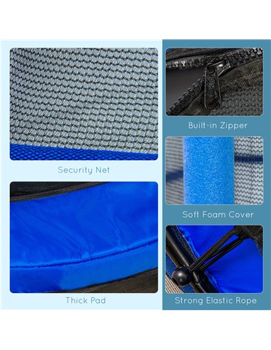 HOMCOM 4.6FT/55" Kids Trampoline with Safety Enclosure, Outdoor Indoor Use, for Ages 3-10 Years, Blue 342-008V02BU