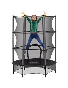 HOMCOM 4.6FT/55" Kids Trampoline with Safety Enclosure, Outdoor Indoor Use, for Ages 3-10 Years, Black 342-008V02BK